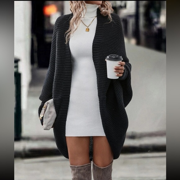 Cozy Open Front Batwing Minimalist Cardigan - Picture 10 of 10